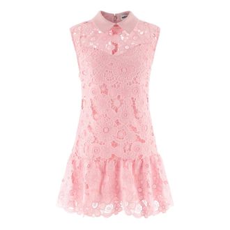 Self Portrait Short Dresses, female, Pink, Size: 4XS Lace Collared Mini Dress