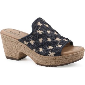 White Mountain Bizzie Platform Wedge Espadrille Sandal in Dark Blue/Fabric at Nordstrom Rack, Size 9.5