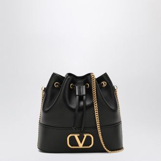 Valentino Garavani Vlogo Black Leather Bucket Bag