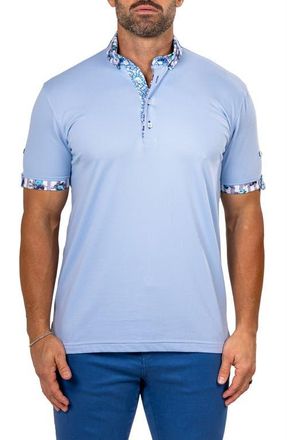 Maceoo Newton Marthyr0026 Blue Button-Down Piqu&eacute; Polo at Nordstrom, Size 8