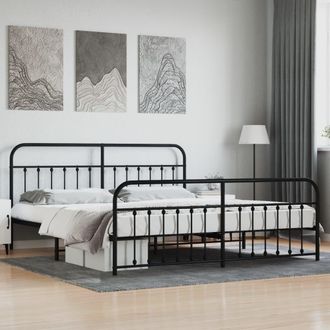 Berkfield Home Metal Bed Frame with Headboard & Footboard Black 193x203 cm