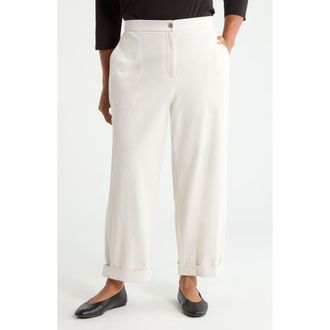 Eileen Fisher Organic Cotton Ankle Straight Leg Pants in Plaster at Nordstrom, Size 2X
