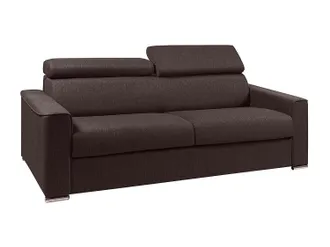Vente-Unique Vente-unique - Divano Letto 4 Posti A Ribalta Letto Con Doghe Larghe + Materasso 160 Cm + 14 Cm In Tessuto Marrone - Vizir