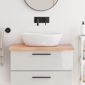 vidaXL Encimera Ba&ntilde;o Madera Maciza Tratada Marr&oacute;n Claro 80x50x(2-4) Cm Vidaxl
