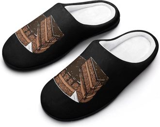 Generic Chocolate Cake Funny Mens Cotton Slippers Soft Non-Slip Rubber Sole House Slipper Indoor Outdoor