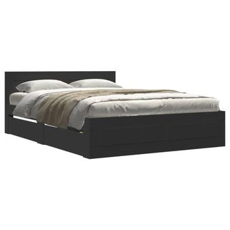 Berkfield Home Bed Frame with Headboard without Mattress Black 140x200 cm