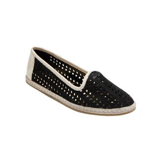 Jack Rogers Womens Conwell Slip On Nubuck Flat Slippers, Ivory Black, 37.5 EU