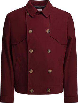 Brunello Cucinelli Brunello Cucinelli Mens Bordeaux Leather Jacket - Dark Red - Size Medium