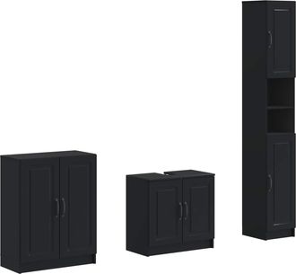 vidaXL Juego De Armarios De Ba&ntilde;o De 3 Piezas Utrecht Negro Vidaxl