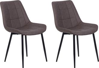 Beliani Conjunto De 2 Sillas De Comedor En Piel Sint&eacute;tica Marr&oacute;n Oscuro Con Patas De Hierro Con Recubrimiento De Polvo Negras Estilo Moderno Melrose Ii