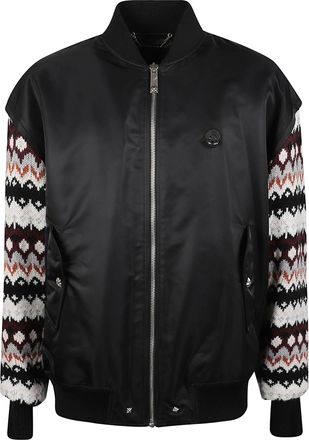 John Richmond Tebbaro Zigzag Pattern Bomber Jacket