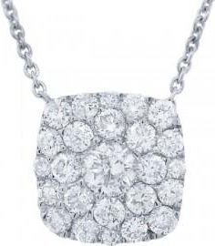 Allurez 1.10ct 14k White Gold Diamond Cluster Necklace