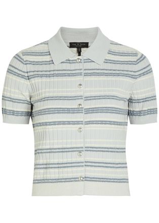 Rag & Bone Rag & Bone Karina Striped Cotton-blend Cardigan - Light Blue - S (UK8-10 / S)