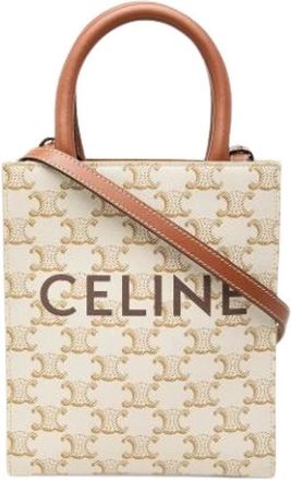 Celine Pre-owned Canvas Satchel - Dames - Vintage Shopper - Beige - ONE Size - Leer - Vintage