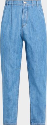 Brunello Cucinelli Denim Mid-Rise Tapered-Leg Pants