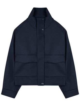 Nine In The Morning Blue Cropped High-Collar Wool-Blend Sports Jacket