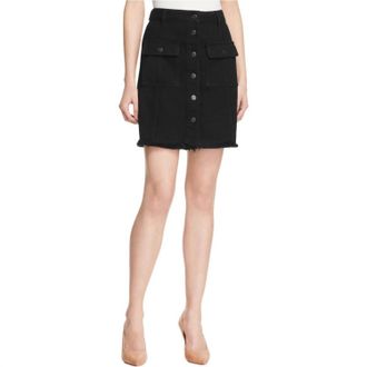 Hidden Jeans Denim Raw Hem A-Line Skirt In Black