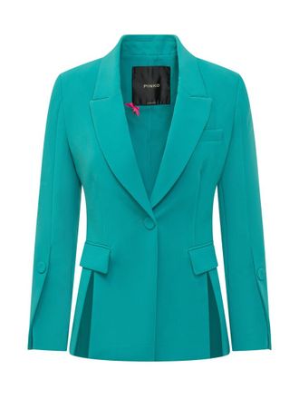 Pinko Green Solid Notched Lapel Blazer