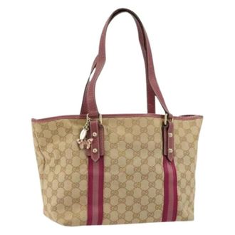 Gucci Pre-owned Tote Bags, female, Beige, Size: ONE SIZE Pre-owned Vintage GG Canvas Tote Bag
