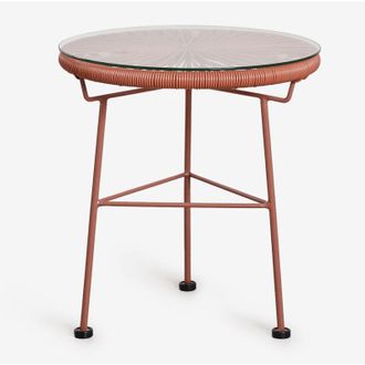 Sklum Mesa Auxiliar Para Jard&iacute;n Redonda &Oslash;45 Cm En Acero Y Mimbre Sint&eacute;tico Acapulco Sklum