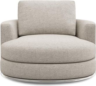 Castlery Hamilton Swivel Armchair 39.4 Customized, Performance Classic Twill Light Grey, Spill Resistant, 360-&deg; Swivel Chair for Home Office