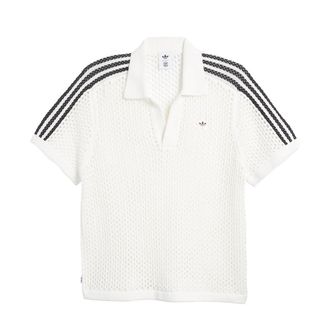adidas x CLOT FW24 Crochet Polo Shirt Asia Sizing Core White JE9594