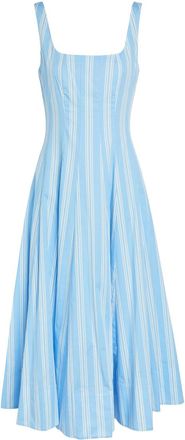 Staud Wells Striped Stretch-cotton Midi Dress - Light Blue - 10 (UK14 / L)