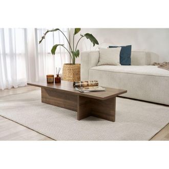 Dmora Mesa De Centro Marmorito, Forma Rectangular, Tablero De Madera Noble, Color Marr&oacute;n, 120x45x30h Cm Nogal