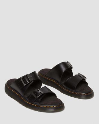 Dr. Martens Josef 31570001 Sandals Mens Black Leather Round Toe Slide RHS8387