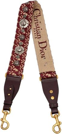 Dior Pre-owned Accessories, female, Red, Size: ONE SIZE Pre-owned Embroidered Adjustable Bag Strap Accessory with Antique Gold-Finish Metal Detailing