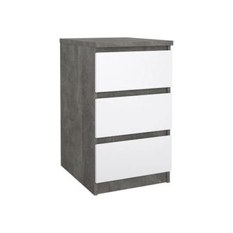 Dmora Dmora - Cajonera Accudino, C&oacute;moda Multiusos, C&oacute;moda De Dormitorio, Gabinete Con Cajones, 50x40 H70 Cm, Cemento Y Blanco Brillante