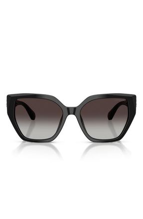 Swarovski 56mm Gradient Irregular Sunglasses in Black /Gradient Grey at Nordstrom