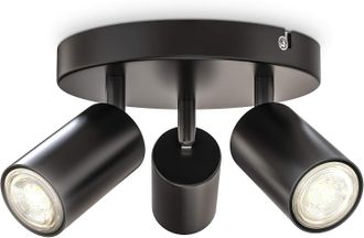 OEM L&aacute;mpara Redonda De 3 Llamas Giratoria Casquillo Gu10 Negro Mate Bombilla No Incluida