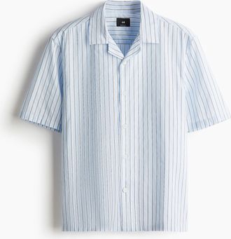 H&M Freizeithemd aus Baumwolle in Regular Fit - Blue