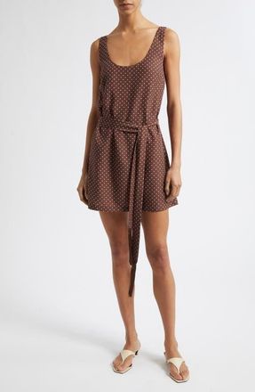 Poss&eacute; Evie Polka Dot Cowl Back Sheath Minidress in Chocolate Vanilla at Nordstrom, Size Xx-Small