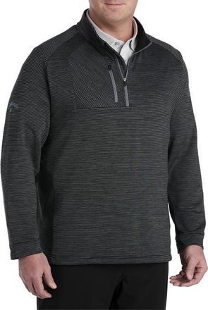 Callaway Big & Tall 1/4-Zip EcoStripe Fleece Pullover in Black at Nordstrom, Size 2X Big