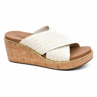 Corkys Footwear Womens Peace Out Criss Cross Wedge Sandal In Ivory