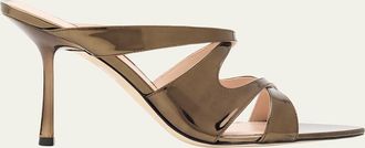 Stuart Weitzman 85mm Rubie Metallic Leather Mule Sandals