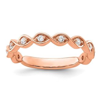 Diamond2Deal 14k Rose Gold Lab Grown Diamond Wedding Band Ring 1/5Ct Clarity- VS Color- G-H