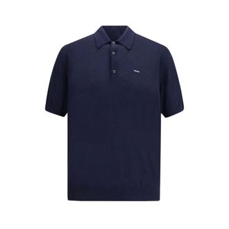 Prada Tops, Heren, Blauw, M, Wol, Wollen Polo Sweater Elegant Ontwerp
