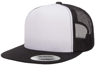 Yupoong Mens Yp Classic Trucker Cap Front Hat, Black/White/Black, One Size