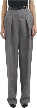 Elisabetta Franchi Pantaloni in lana - Dames - Wijde Broeken - Grijs - XS - Wol - Broeken