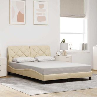 vidaXL Cama Sin Colch&oacute;n Tela Color Crema 140x200 Cm Vidaxl