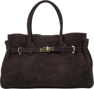 Estro & Luminara Grote Velours Satchel - Dames - Handtassen - Bruin - ONE Size - Tassen
