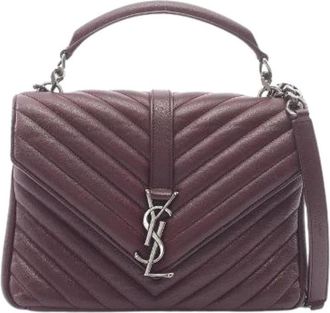 Saint Laurent Pre-owned Paris College Leather 2way Handbag - Dames - Vintage Handtas - Rood - ONE Size - Leer - Vintage