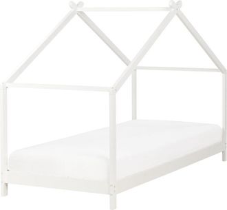 Beliani Beliani - Cama Infantil Con Dosel Y Somier De Madera De Pino Blanca 90 X 200 Cm Orlu