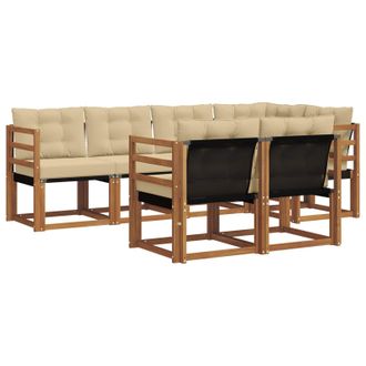 vidaXL Conjunto De Sof&aacute;s De Exterior Con Coj&iacute;n 7 Pcs Natural Y Beige Vidaxl