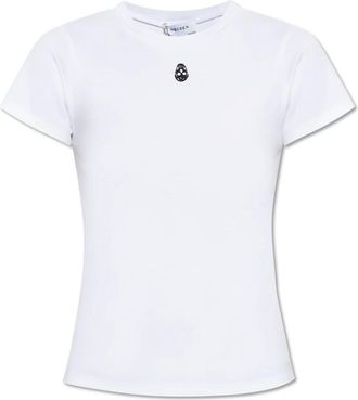 Alexander McQueen T-shirt met borduursel - Dames - T-shirts - Wit - M - Katoen - Tops