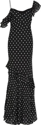 Self Portrait Polka-dot Georgette Maxi Dress - Black - 6 (UK6 / XS)