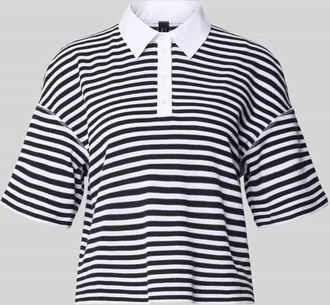 Marc Cain Relaxed Fit Oberteil in Strick-Optik mit Polokragen in Marine, Gr&ouml;&szlig;e 34